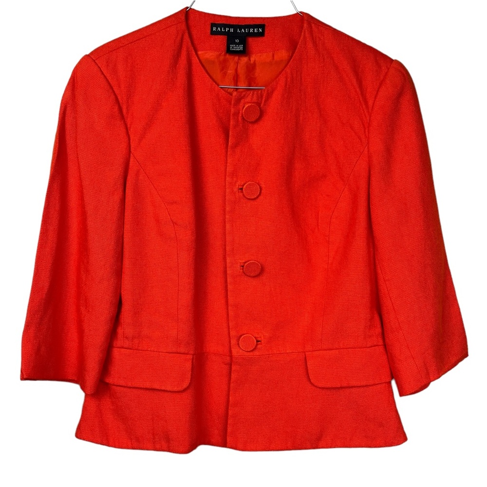 Ralph Lauren black label orange linen blazer, size 10